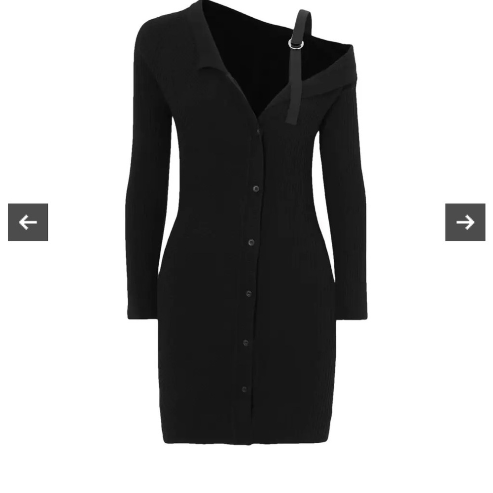 Jacquemus Wool Mini Dress with Buckle Shoulder, Size 2